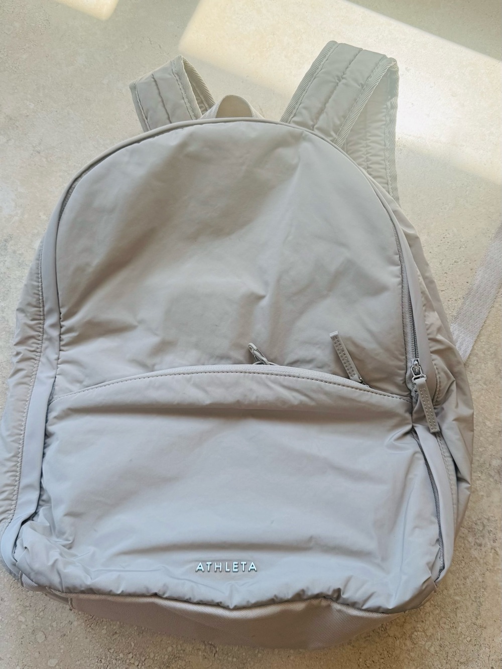 Athleta Beige-Light Gray Padded Daypack Backpack